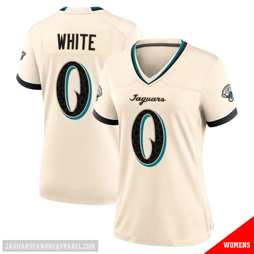 ＃0 Women's Jordan White Game Jacksonville Jaguars Natural 2026 Rivalries Collection Jersey
