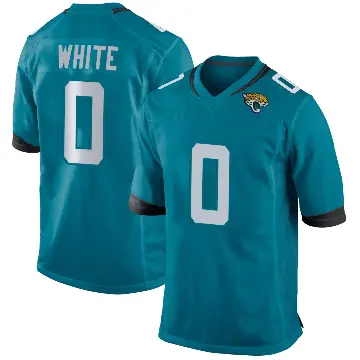 ＃0 Youth Jordan White Teal Game Jacksonville Jaguars Jersey