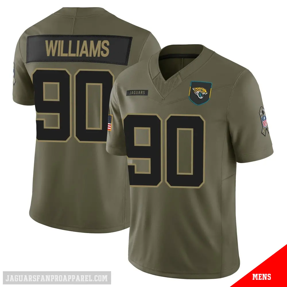 90 Men's Wesley Williams Olive Limited Jacksonville Jaguars 2025